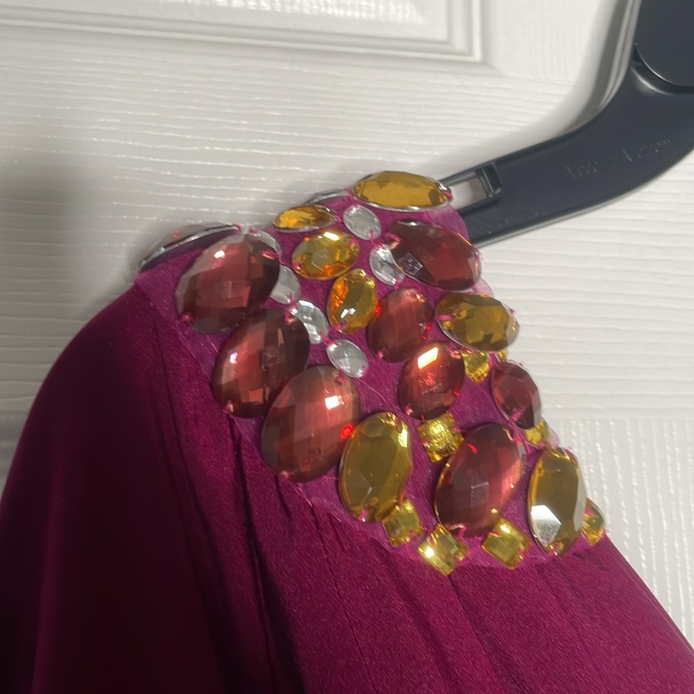 Cache Jeweled One-Shoulder Long Sleeve Mini Dress - Picture 3 of 6